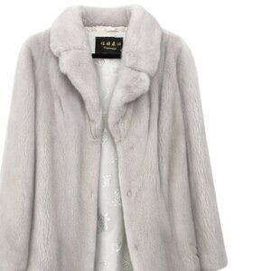 NEW Genuine Mink Fur Coat Women Light Gray Luxury Winter Jacket Soft Elegant